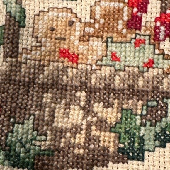 Vintage crossstitch Cat at Christmas needle point Embroidered cross-stitch - Picture 5 of 11
